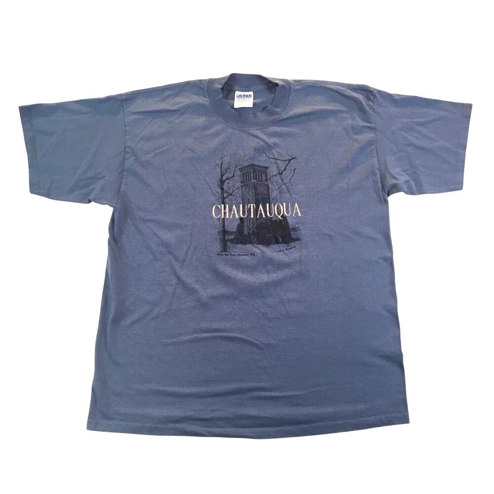 Chautauqua Miller Bell Tower T-Shirt Blue Lynn Campbell XL